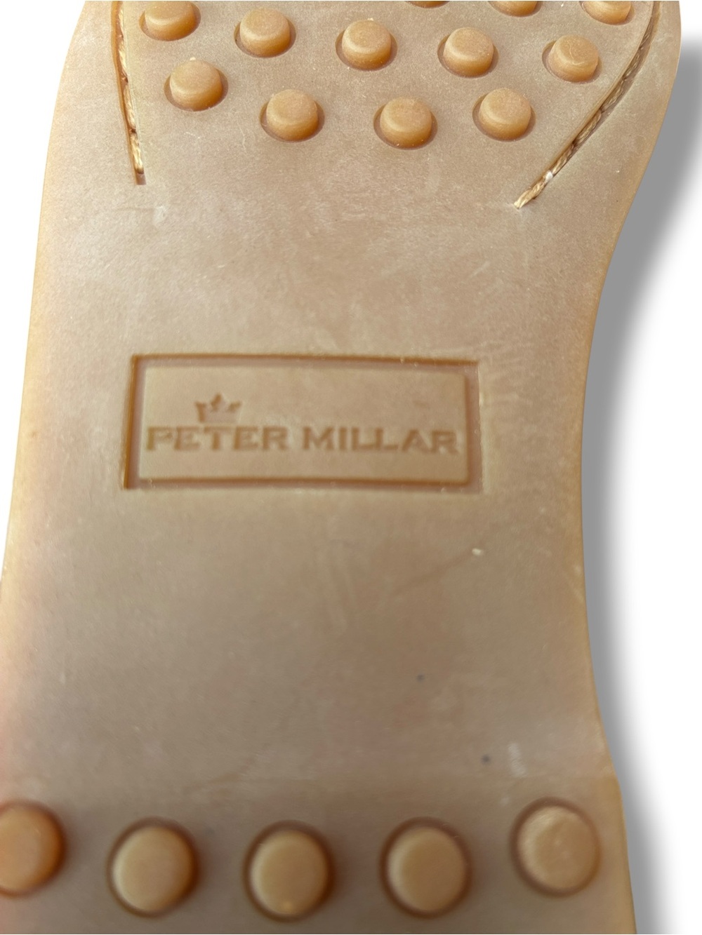 Peter Millar cream/ silver pebbled leather driving moccasins. New. Sz 6 - Picture 14 of 15